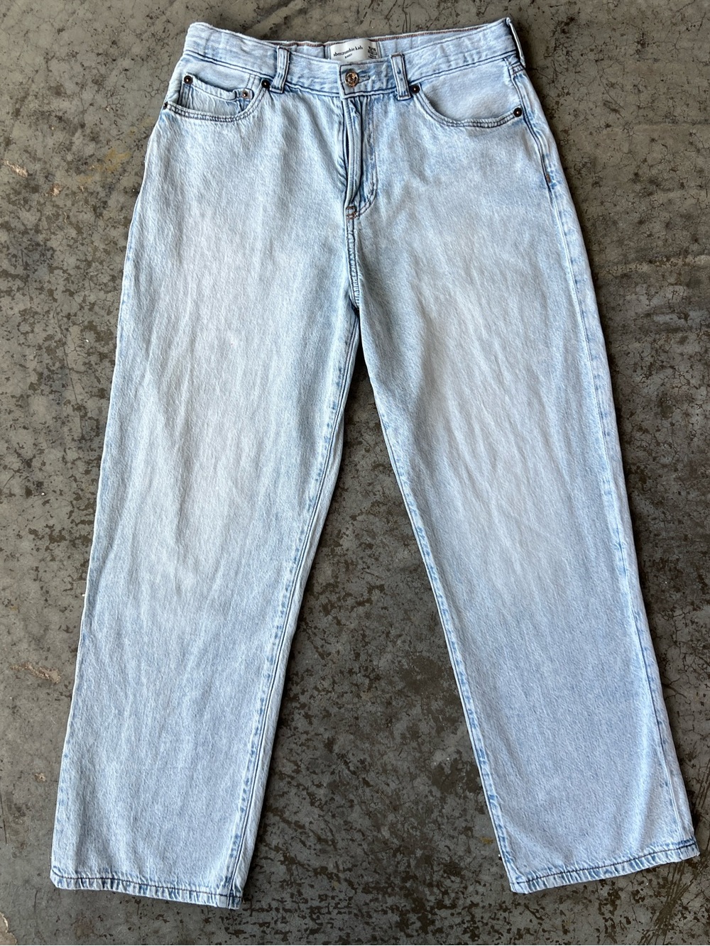 Abercrombie Kids Light Wash Baggy Jeans 15/16 High Rise Wide Leg Denim